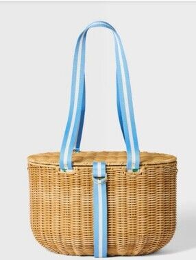 🐇🎯 ROLLER RABBIT x Target Woven Picnic Basket NWT! (So good in person!!)